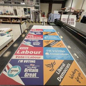 a photo of the 4mm correx election boards once printed
